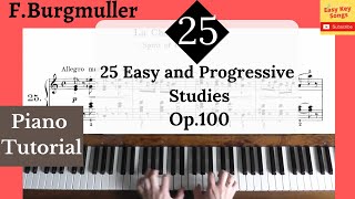 Burgmuller op100 no25 quotSpirit of Chivalryquot from 25 Easy and Progressive Studies Piano Tutorial [upl. by Mariska303]