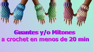 Guantes  mitones a crochet  en punto puff en 20 minutos [upl. by Lugo]