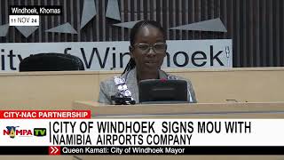 City of Windhoek signs MOU with Namibia Airports company [upl. by Airtal]