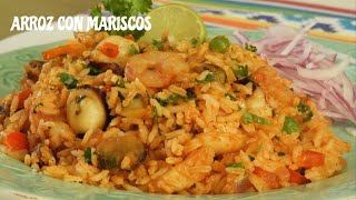 ARROZ CON MARISCOS RECETA PERUANA FÁCIL Y RÁPIDA DE PREPARAR [upl. by Atreb]