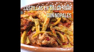 Costillas en salsa roja con nopales [upl. by Gillmore]