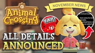 Nintendo CLARIFY Animal Crossing Details November News for ACNH amp ACPC [upl. by Ardnasal]