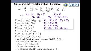 Strassens Matrix Multiplication [upl. by Nathanson]