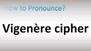 How to Pronounce Vigenere cipher [upl. by Trout99]