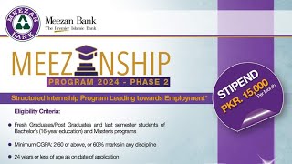 Meezan Bank Internships 2024  Stipend 15000Month [upl. by Shaughnessy]