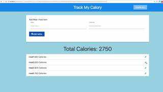 Calorie Counter Web app JavaScript JS HTML Bootswatch Bootstrap [upl. by Akemej]