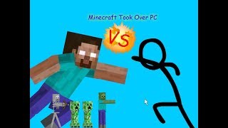 Stick figure vs Herobrine  Minecraft took over PC  Best Animation so far [upl. by Layman417]