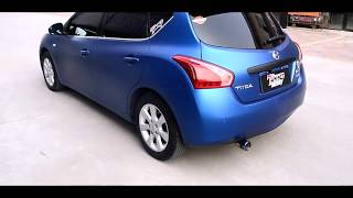 Nissan Tiida modified exhaust and wrapped blue Arlon [upl. by Ilohcin]