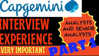 CAPGEMINI INTERVIEW QUESTIONS ANALYST ROLE 38 LPA  PART 1 [upl. by Meingolda]