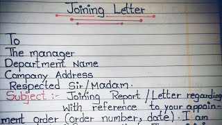 How To Write Joining letter For Job   Sample joining letter for a job  write a joining letter [upl. by Ettenajna]