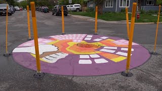 Bozeman High senior paints roundabout in town combining art with safety [upl. by Arratahs]