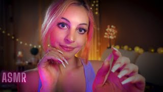 ASMR LONG NAILS FACE SCRATCHINGTOUCHING WITH INAUDIBLE EAR TO EAR clicky breathy relaxing ✨✨ [upl. by Singleton372]