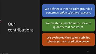 CHI 2023 paper A Psychometric Scale to Measure Individuals’ Value of Other People’s Privacy VOPP [upl. by Erdne]