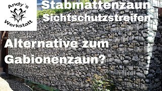 Alternative zum Gabionenzaun  Doppelstabmattenzaun mit Sichtschutzstreifen Steinoptik [upl. by Naujd934]