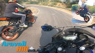 Aravalli Hill Ride with Crazy Bike Riders KTM Duke 390 RC 200 R15 V3 amp GT 650 motovlog video [upl. by Blinnie]