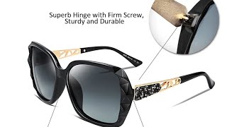 AMAZON REVIEWS FEISEDY Polarized Women Square Sunglasses Sparkling Composite Shiny Frame B2289 [upl. by Burkhard]