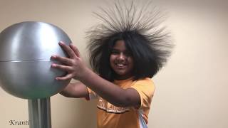 Van de Graaff generator Electrostatic hair raising demo [upl. by Hillinck597]