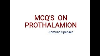 Prothalamion  Edmund Spenser  MCQs  PGTRBNET [upl. by Viridissa]