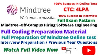 Mindtree Full Exam Pattern  Coding Preparation Material  Preparation Of Mindtree Online test [upl. by Cuthburt]