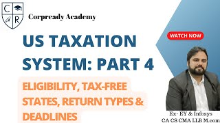 Learn US Taxation Part 4 US Individual Tax Eligibility TaxFree States Return Types amp Deadlines [upl. by Enyawed609]