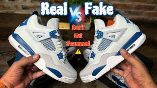 Real VS Fake Jordan 4 Military Blue Full Comparison Legit Check Them [upl. by Gregoor]