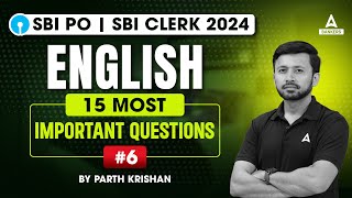 SBI POClerk 2024  English 15 Most Important Questions 6  By Parth Krishan [upl. by Indira]