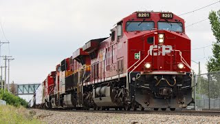 VERY RARE CP freight train with CP 9014 SD402F unit and Weed sprayer load at Anderson Station [upl. by Yesnikcm]