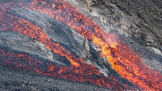 Lava flow on Stromboli island morning 10 Aug 2014 [upl. by Olgnaed270]