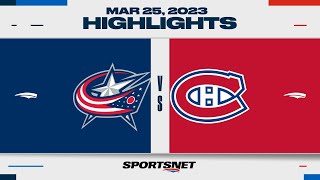 NHL Highlights  Blue Jackets vs Canadiens  March 25 2023 [upl. by Enedan529]