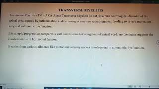 Transverse Myelitis in Hindi [upl. by Athalee]