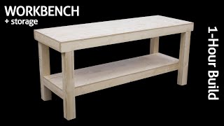 Building a Workbench With Storage in Less Than One Hour  Only One Plywood Sheet and Some 2x4s [upl. by Amlez]