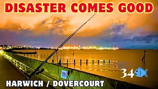 Sea Fishing UK Harwich Dovercourt Beach Hapenny Pier Shore Angling  Disaster Comes good new spots [upl. by Meador]