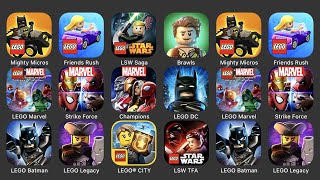 Lego Mighty Micros Lego Friends Rush Lego LSW Saga Lego Brawls Lego Marvel Marvel Strike Force [upl. by Thessa]