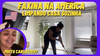 COMO EU LIMPO CASA NOS ESTADOS UNIDOS SOZINHA  LANCHONETE BRASILEIRA VLOG FAMILIA FK faxina [upl. by Tamarra]