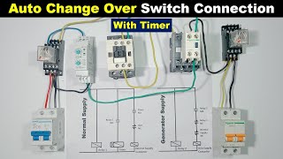 Standard Auto Changeover Switch Connection with Timer And Contactor ElectricalTechnician [upl. by Akahs]