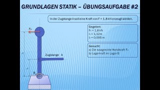 Technische Mechanik  Grundlagen Statik Übungsaufgabe Nr2 [upl. by Marilyn831]