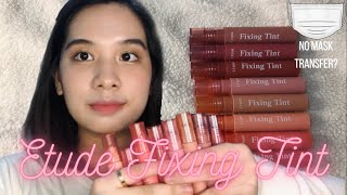 Etude Fixing Tint ALL SHADES  Swatch and Review  WORTH IT OR SKIP IT [upl. by Nylakcaj]