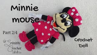 Minnie Mouse Crochet AmigurumiPart 2 மின்னி மௌஸ் க்ரொசே அமிகுருமி [upl. by Hobie]