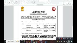 NOTICE ON TENTATIVE EXAM SCHEDULE FOR RRB [upl. by Harak]