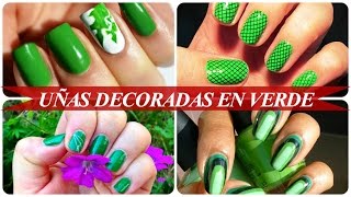 Uñas decoradas en verde [upl. by Wat]