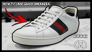 HOW TO FACTORY LACE GUCCI ACE SNEAKERS THE RIGHT WAY [upl. by Pillihp]