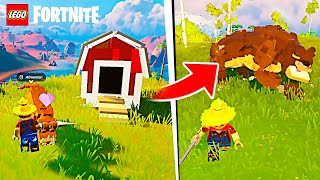 NUEVA CASETA PARA ANIMALES DOMESTICAR Y OSO GIGANTE en LEGO FORTNITE NUEVA ACTUALIZACION [upl. by Sharla]