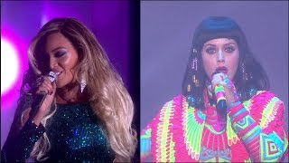 Katy Perry Dark Horse Vs Beyonce XO Brit Awards 2014 Performances [upl. by Pozzy]