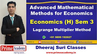 Lagrange Multiplier Method Class 2  Advanced MME  Eco H Semester 3  UGCF 2024 [upl. by Harias]