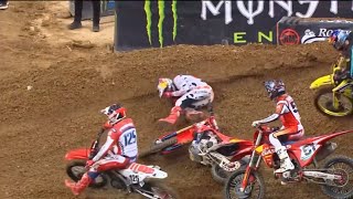 Justin Barcia TBONEs Jett Lawrence HARD St Louis Supercross 2024 [upl. by Groveman]