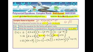 Find Polynomial Cubic Equation with Given Conjugate Complex Roots and a Point on Curve [upl. by Reivaz137]