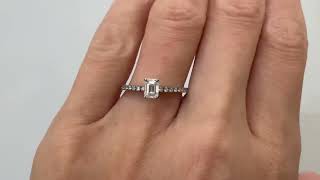 040 ct Emeraldcut Diamond with Side Pave Ring  Style 3819  PIERRE [upl. by Attezi]