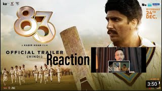 83 I Official Trailer I Reaction I Ranveer singh I Deepika padukone [upl. by Asirap693]