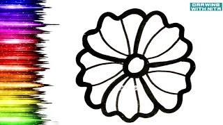 Flower 🌼 Drawing Colouring for Kids Toddlers Drawing for Kids DRAWINGWITHNITA [upl. by Nayd]