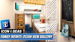 Icon of the Seas  Infinite Family Ocean View Stateroom Walkthrough Tour  Royal Caribbean 2024  4k [upl. by Idahs]